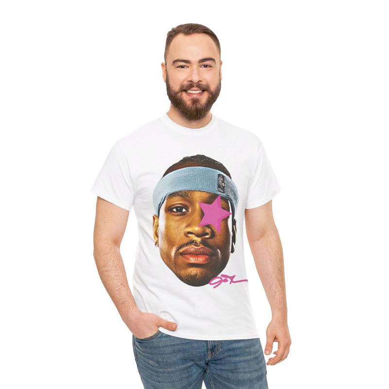 Allen Iverson Inspired Vintage Graphic T-shirt Heavy Cotton Tee Basketball Sreetwear 90s Styled Ai Shirt Hiphop Vibes Y2K Aesthetic Throwback Classic Casual Menswear Retro Top Comfy Day Oversized Smooth Underwear Man Tshirt Streetwear