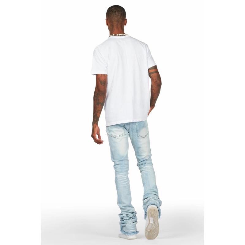 Baraz Blue Painter Super Stacked Flare Jean