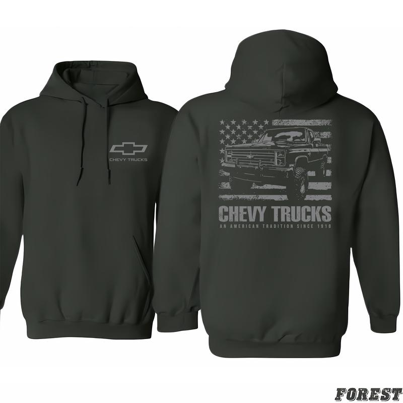 Chevrolet - American Tradition Hoodie, From Small To Extra Large, Assorted Colors, Celebrity Style, Non-gender Specific, Classic Cotton