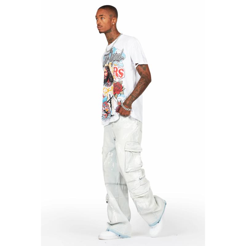 Alary Painter Blue Baggy Fit Cargo Jean