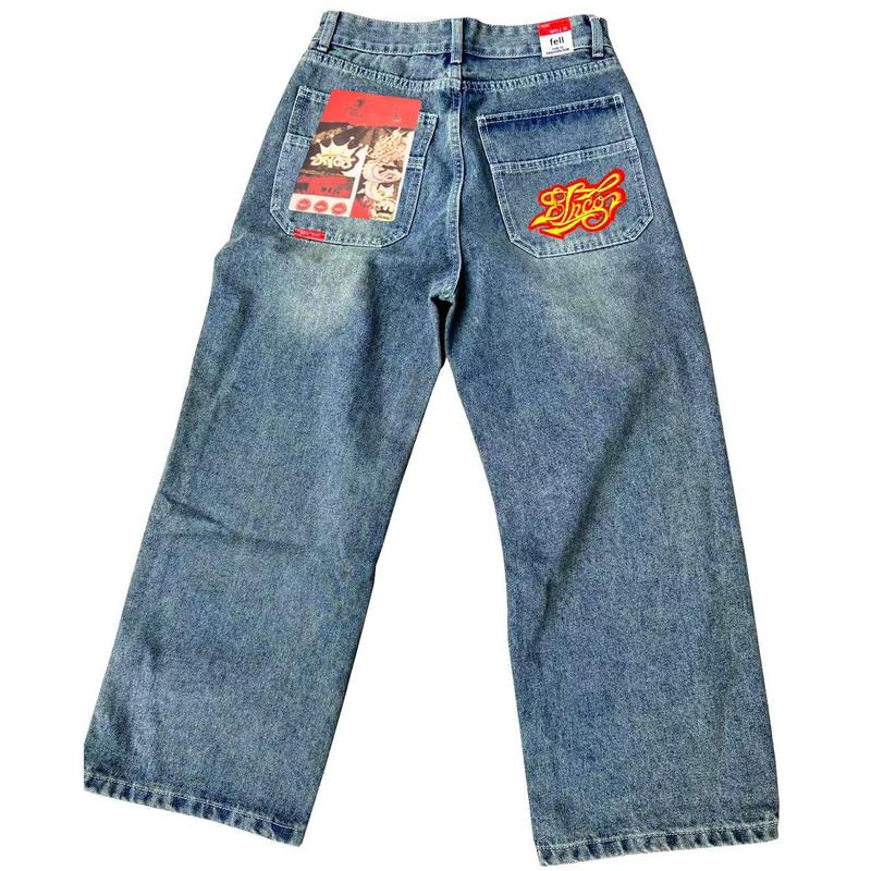 JNCO Y2K Baggy Jeans Vintage Embroidery High Quality Jeans Hip Hop Goth Streetwear Unisex Casual Wide Leg Jeans Vintage Embroidery Denim