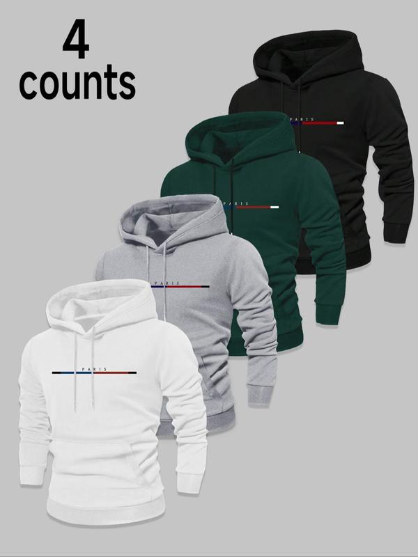 Men's Letter Print Thermal Lined Hoodie, Casual Regular Fit Long Sleeve Hoodie for Fall & Winter, Men's Clothes for Daily Wear