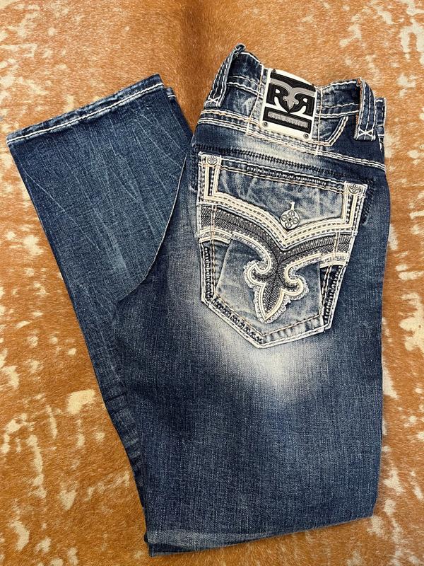 Rock Revival Men's Denim Jeans Slim Straight Blue, Men's Biker Jeans, 2000s Jeans, Comfortable Jeans For Men, Denim Jeans For Men