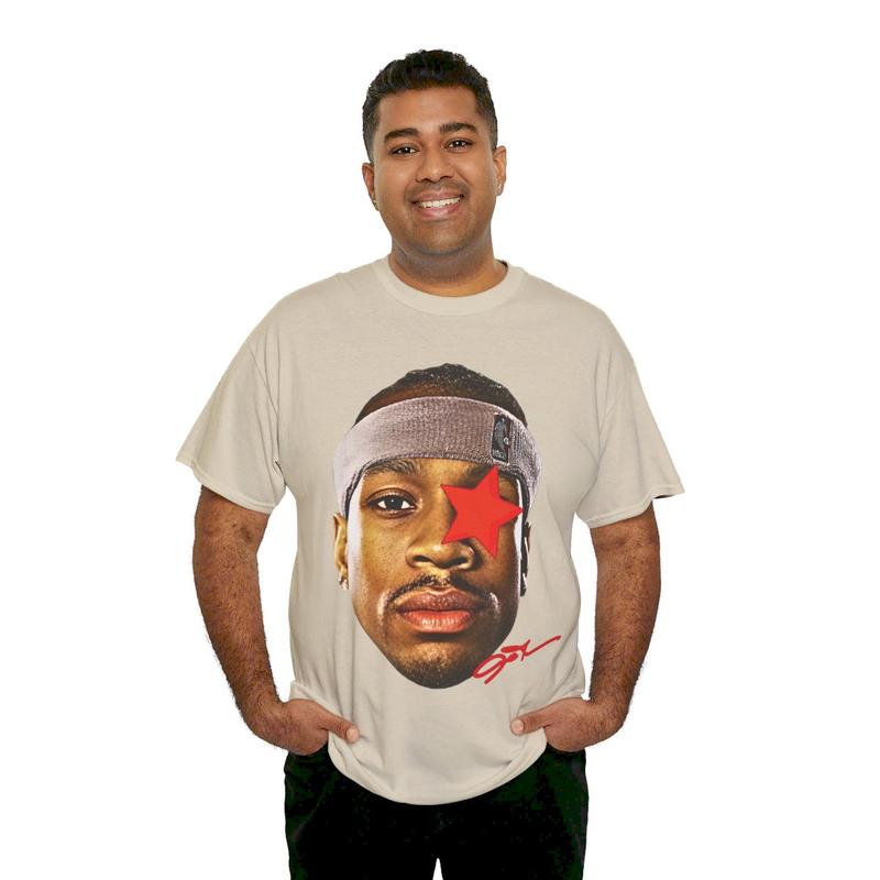 Allen Iverson Inspired Vintage Graphic T-shirt Heavy Cotton Tee Basketball Sreetwear 90s Styled Ai Shirt Hiphop Vibes Y2K Aesthetic Throwback Classic Casual Menswear Retro Top Comfy Day Oversized Smooth Underwear Man Tshirt Streetwear