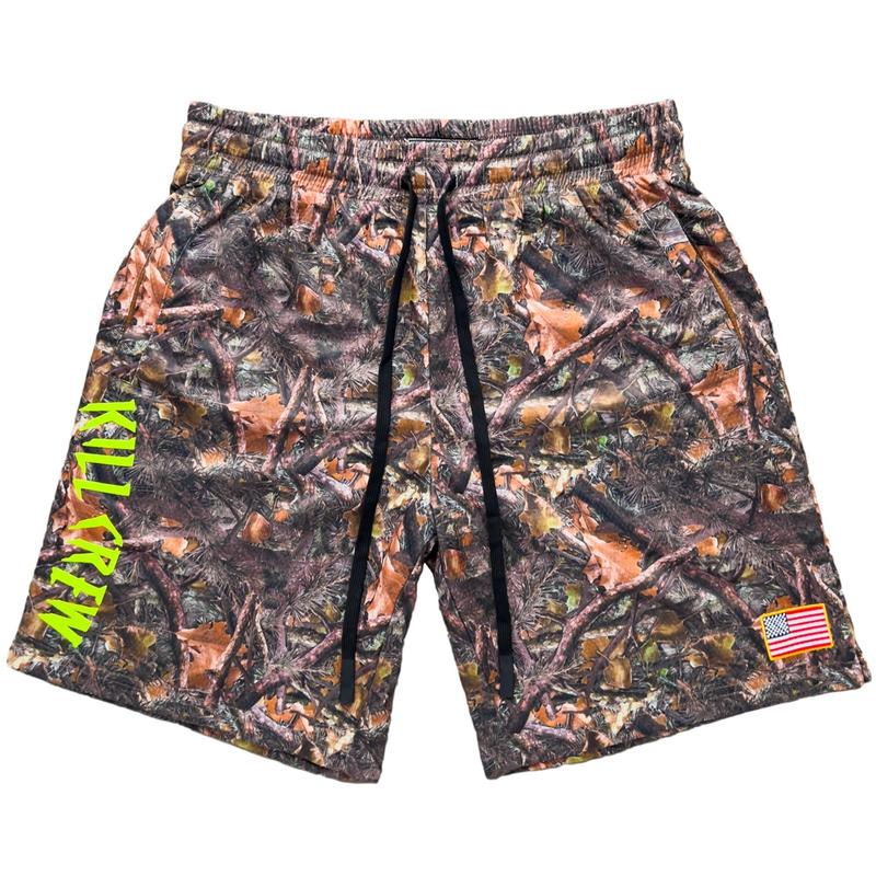 EMBROIDERED FLAG SHORTS - CAMO   GREEN Menswear Pocket