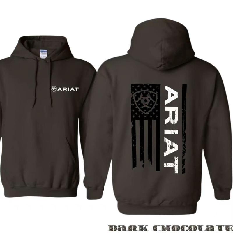 Ariat Hoodie - Classic American Flag Design with Bold Ariat Logo, Perfect for Western Lifestyle Enthusiasts, Comfortable Unisex Hoodie for Patriotic Style Pullover Hoodie