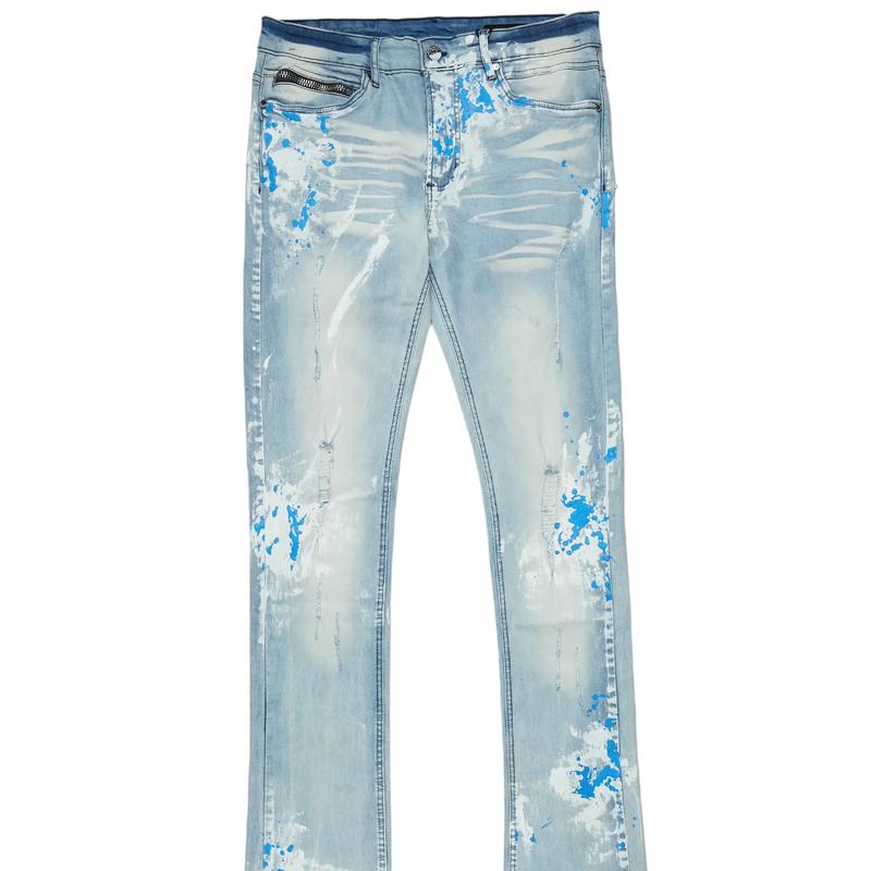 Baraz Blue Painter Super Stacked Flare Jean