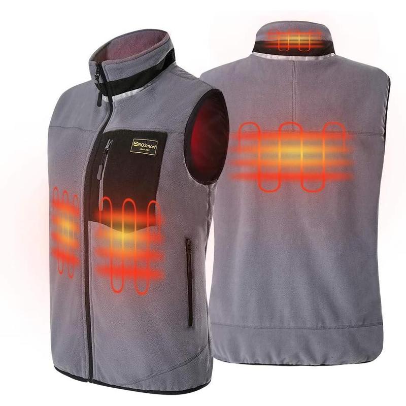 PROSmart Heated Vest Polar Fleece Lightweight Waistcoat with USB Battery Pack for Men and Women (Unisex) Menswear Tops Men's Down Two-Touch LED