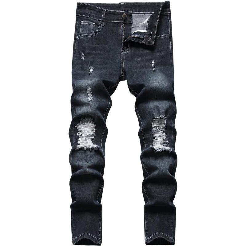 LONGBIDA Ripped Skinny Fit Distressed Stretch Fashion Jeans Pants O