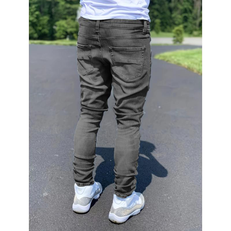 For All Seasons Slim Fit Vintage Style Denim Ripped Jeans Pants For Men