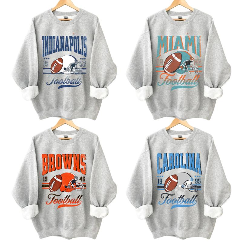 90s Throwback All-Team Football Sweatshirt, Sport Color, Vintage Game Day Style, Cowboy Sweatshirt, Perfect Gift for Football Fans Tops Sweaters Menswear