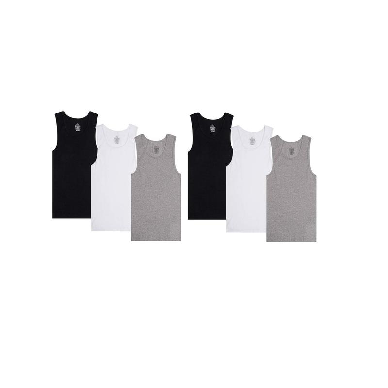 New-6 Pack Men's 100% Cotton Wife Beater A-Shirts Undershirt Plain Ribbed Tank Top Casual Menswear