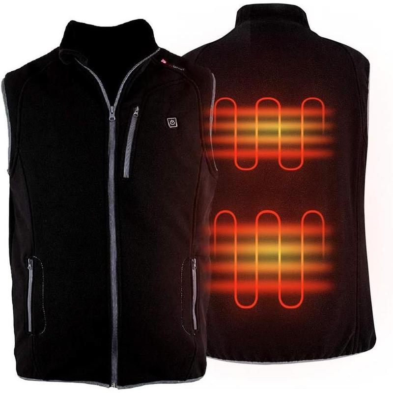 PROSmart Heated Vest Polar Fleece Lightweight Waistcoat with USB Battery Pack for Men and Women (Unisex) Menswear Tops Men's Down Two-Touch LED