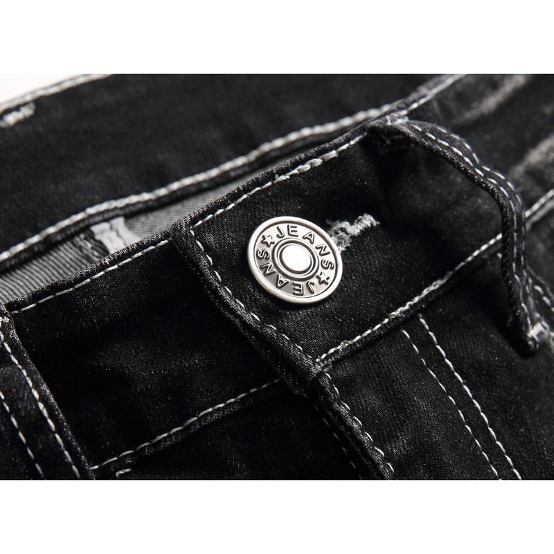 Men's Biker Slim Fit Straight Leg Elastic Washed Motorcycle Designer Jeans Menswear Denim Streetwear Moto Fashion Retro Vintage Black Pants Trouser