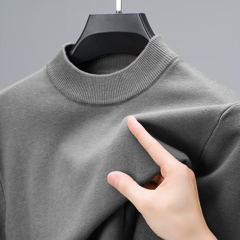 Half Turtleneck Knitwear Sweater New Autumn Winter Mock Neck Sweatshirts Solid Color Pullovers Man Brand Casual Mens Clothing