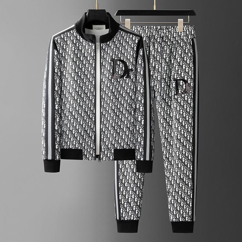 European and American high-end casual sports jacket set Men's trendy brand trend 2024 autumn and winter new men's two-piece set