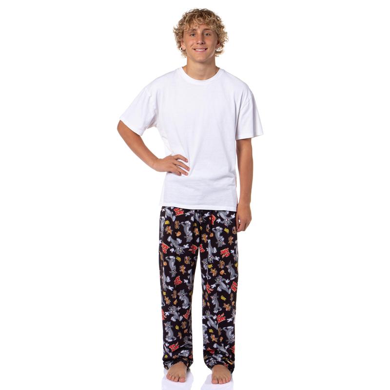 Tom and Jerry Men's Cheese Tossed Print Sleep Pajama Pants For Adults