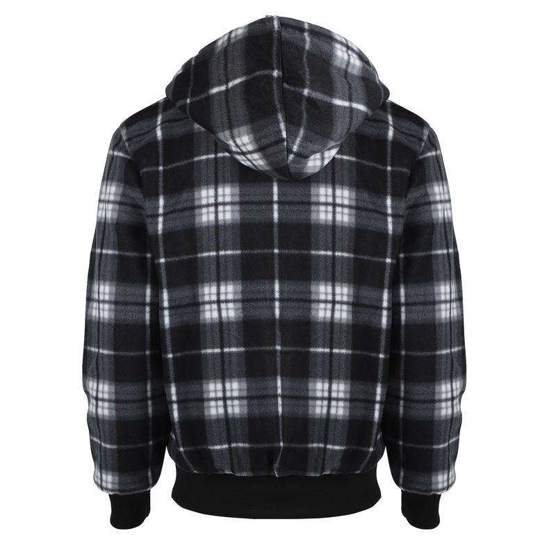 Men's Plaid Sherpa Lined Jacket Pullover Zip Up Hoody Sweatshirt  Coats Menswear