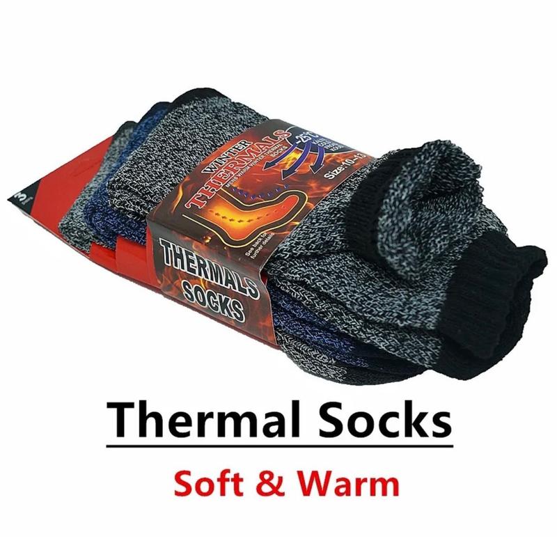 6 Pairs Men Winter Thermal Super Warm Heated Socks Heavy Duty Boots Size 10-13