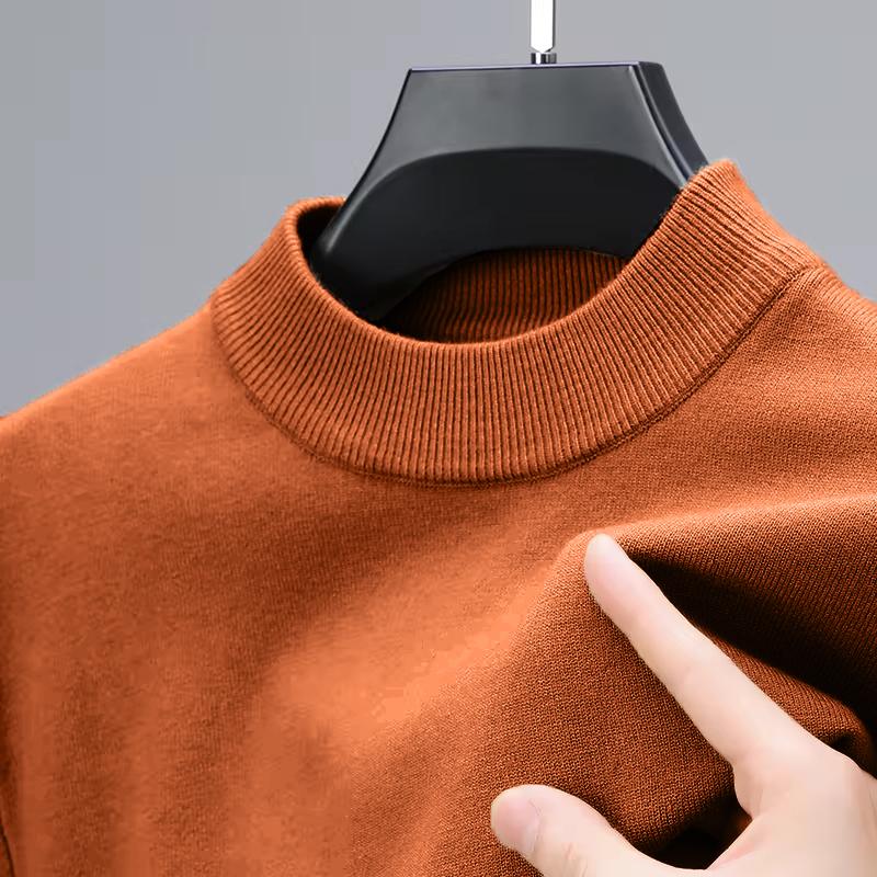 Half Turtleneck Knitwear Sweater New Autumn Winter Mock Neck Sweatshirts Solid Color Pullovers Man Brand Casual Mens Clothing