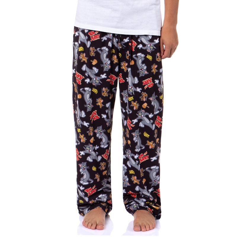 Tom and Jerry Men's Cheese Tossed Print Sleep Pajama Pants For Adults