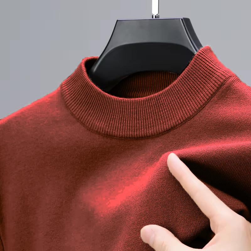 Half Turtleneck Knitwear Sweater New Autumn Winter Mock Neck Sweatshirts Solid Color Pullovers Man Brand Casual Mens Clothing