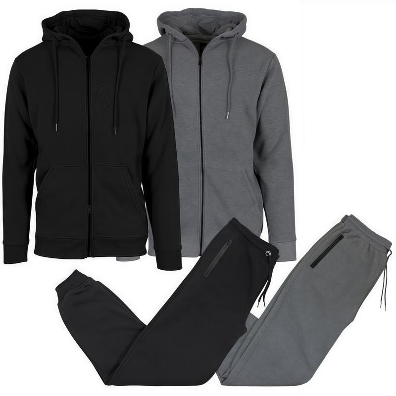 Men's 2-piece fleece-lined full-zip hoodie and comfortable sportswear for men.   Longsleeves