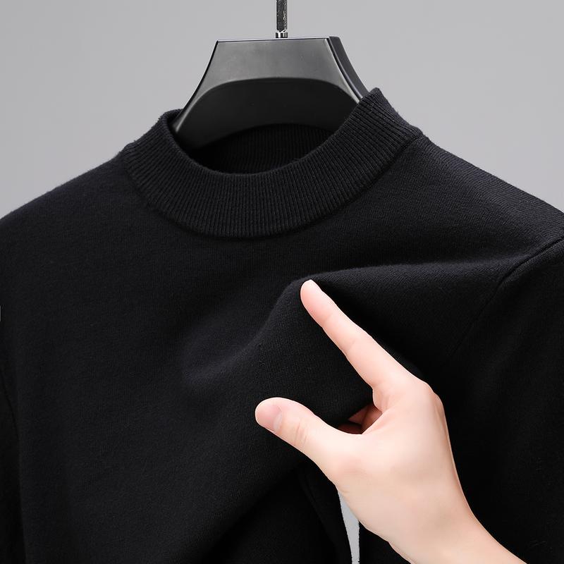 Half Turtleneck Knitwear Sweater New Autumn Winter Mock Neck Sweatshirts Solid Color Pullovers Man Brand Casual Mens Clothing