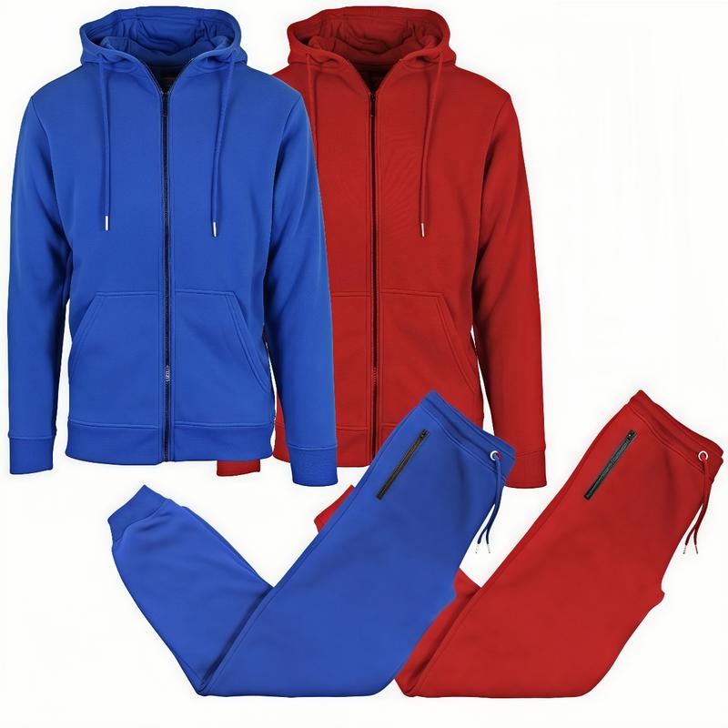 Men's 2-piece fleece-lined full-zip hoodie and comfortable sportswear for men.   Longsleeves