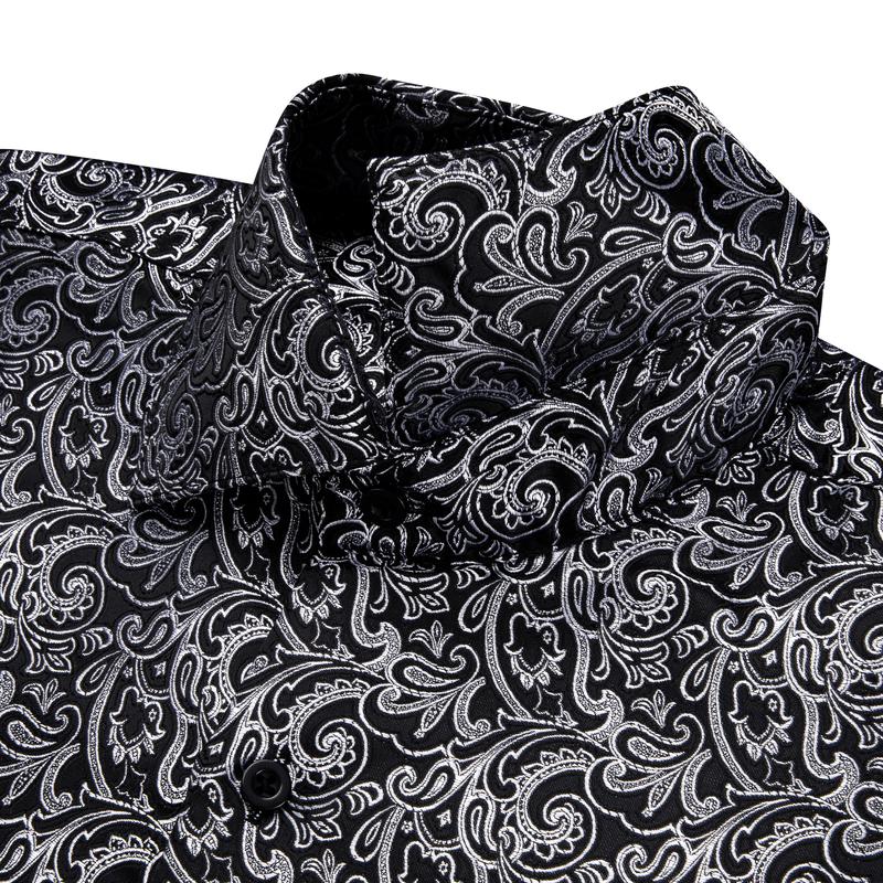 Self-Design Business Gentleman Men's Slim Long Sleeve Shirt Black Gray Floral Men's Button Down Shirt Simple Fashion Soft Party Menswear