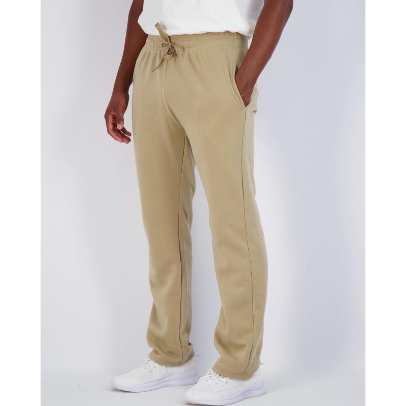 Real Essentials 3 Pack: Men's Tech Fleece Athletic Casual Open Bottom Sweatpants with Pockets (Available in Big & Tall)