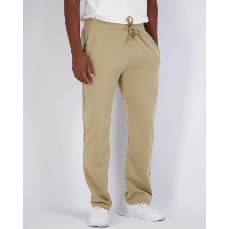 Real Essentials 3 Pack: Men's Tech Fleece Athletic Casual Open Bottom Sweatpants with Pockets (Available in Big & Tall)