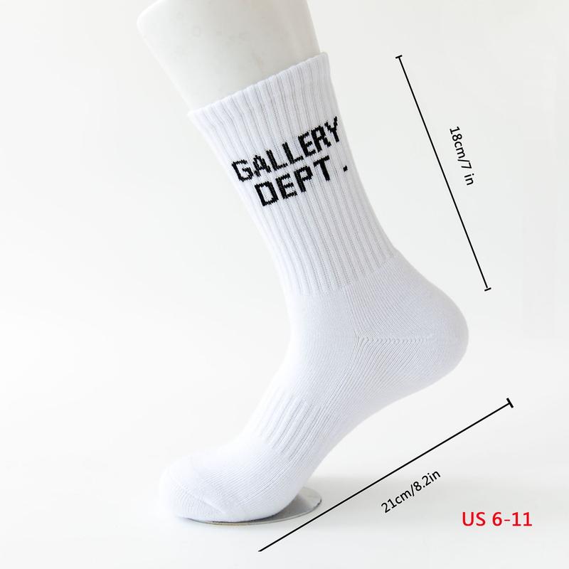 Letter Gallery Hip Hop Cotton Crew Socks for Men and Women - Lightweight and Foldable - Everyday, Comfortable