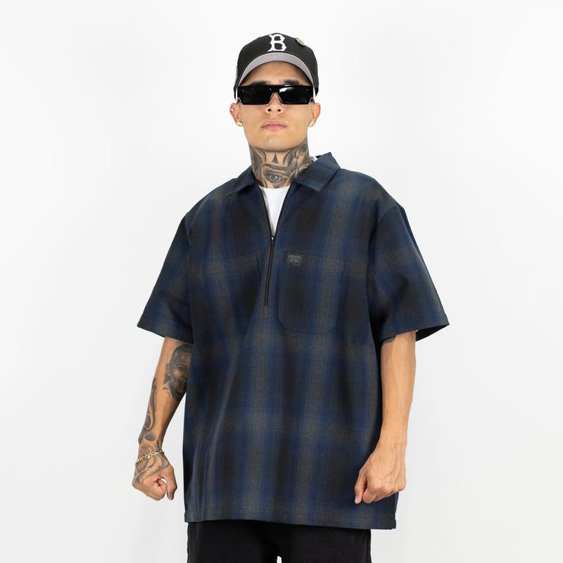 FB County Short Sleeve Checker Zip Shirt