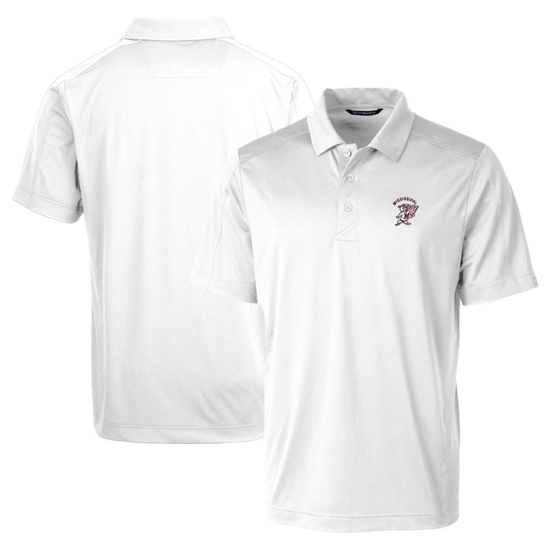 Mississippi State Bulldogs Cutter & Buck Team Logo Big & Tall Prospect Textured Stretch Polo - White