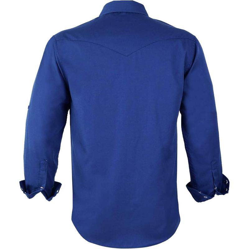 Men's Western Cowboy Long Sleeve Pearl Snap Casual Work Shirts