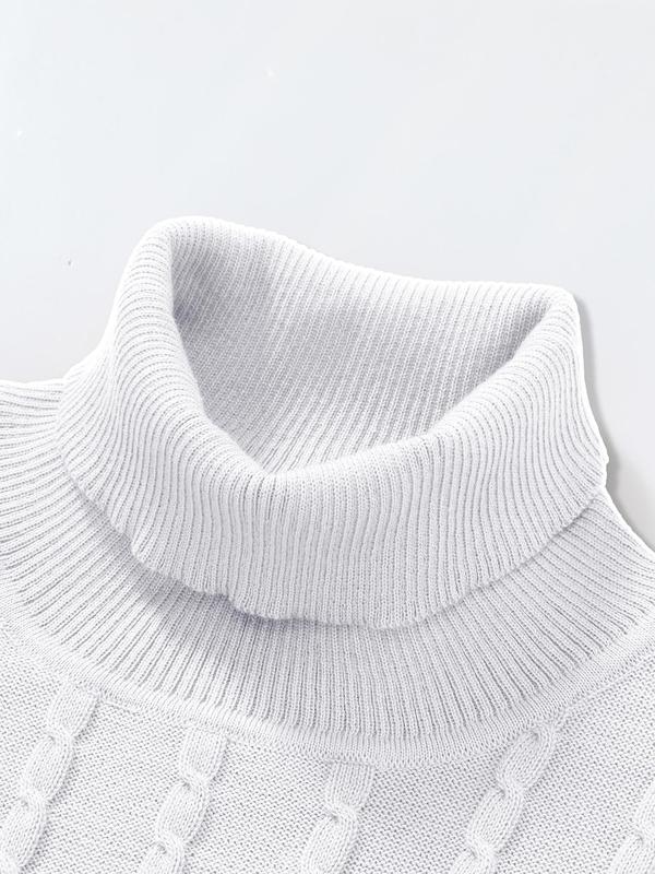 Men's Solid Turtle Neck Sweater, Loose Casual Long Sleeve Jumper for Fall & Winter, Men's Knitwear for Daily Wear