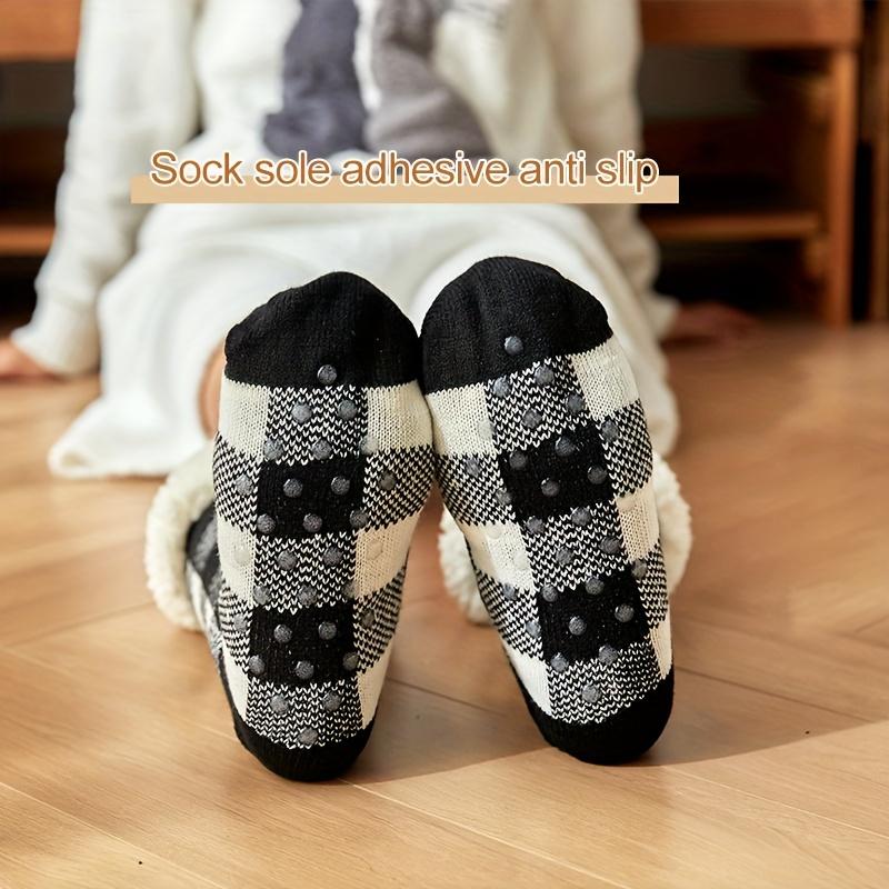 Thick Socks Men's Pile Floor Covering Socks Plush Thickened Plaid Printed Sleeping Snow Socks