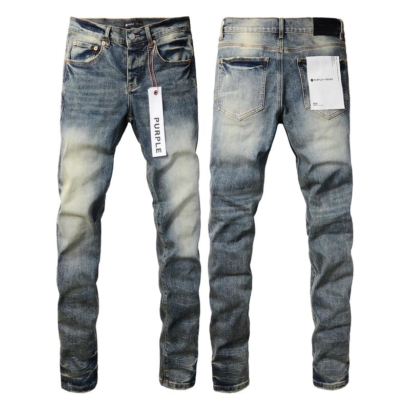 Purple-brand Men's Jeans Slim Fit Stretch Jeans Baggy Ripped Straight Skinny Denim Pants for Men Fashionable Biker Motocycle Holes Pants 2024