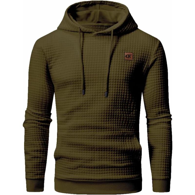 Men's Stylish Pullover Hoodies with Plaid Jacquard Design, Long Sleeves, a Drawstring, Hipster Style - These Are Casual Hooded Sweatshirts That Come with Convenient Kanga Pockets   Fashion Menswear plaid hoodie Kangaroo Mesh Sport Tops Longsleeves Vibe