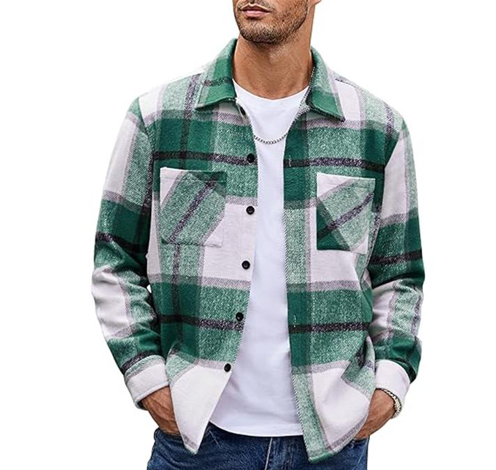 COOFANDY Men's flannel shirt casual button checkered shirt jacket long sleeved wool with pockets detachable top jacket, home casual daily wear, men's top, men's jacket Menswear black friday