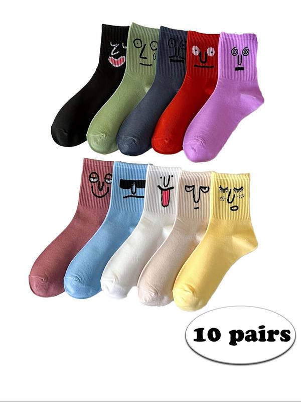 Men's Cartoon Print Crew Socks, Casual Moisture Wicking Mid-Calf Socks, Soft Comfy Breathable Socks for All Seasons Daily Wear