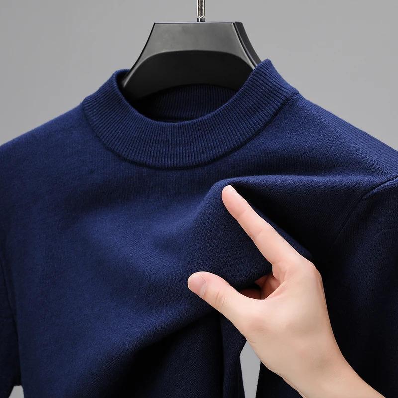 Half Turtleneck Knitwear Sweater New Autumn Winter Mock Neck Sweatshirts Solid Color Sweaters Man Brand Casual Mens Clothing