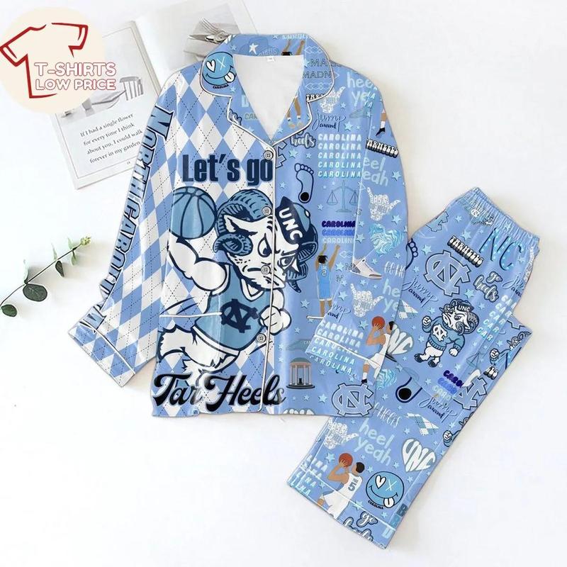 North Carolina Tar Heels Let's Go Tar Heels Mascot Pajamas Set - T-shirts Low Price