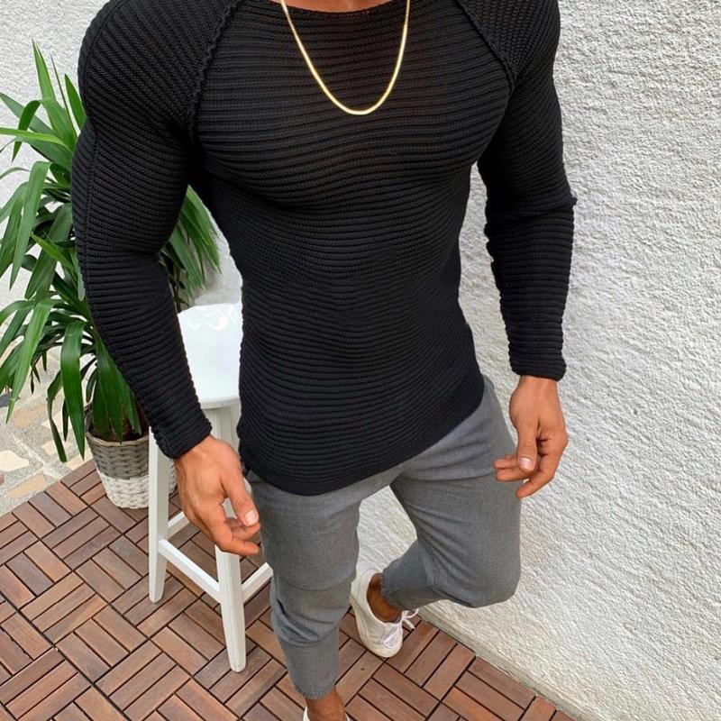 Slim-Fit Long-Sleeved round Neck Sweater Pullover Sweater Men's Sweater Fashion Casual Temperament