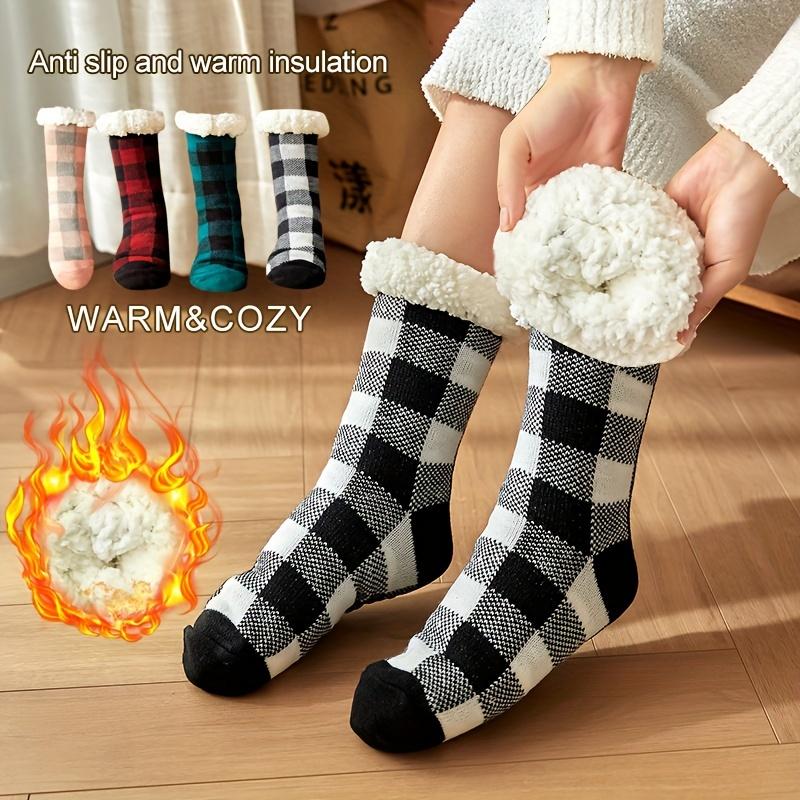 Thick Socks Men's Pile Floor Covering Socks Plush Thickened Plaid Printed Sleeping Snow Socks