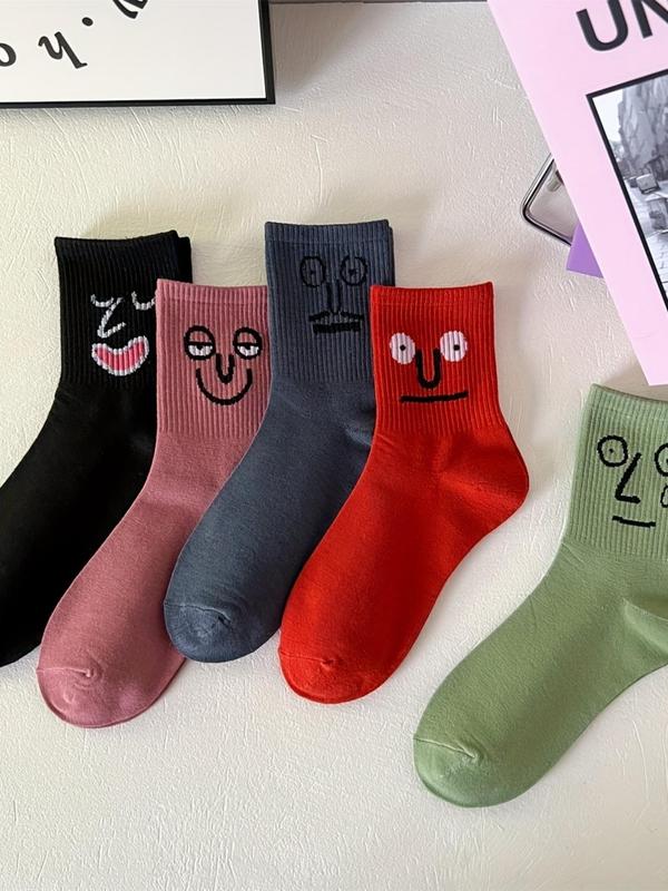 Men's Cartoon Print Crew Socks, Casual Moisture Wicking Mid-Calf Socks, Soft Comfy Breathable Socks for All Seasons Daily Wear