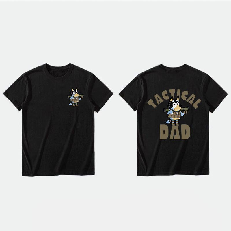 Bluey Dad Shirt - Military Dad - Gift for Toddler Dad - Bluey Shirt Dad - Bluey Shirt Adult - Tactical Dad - Bluey Dad - First Fathers Day Cotton Menswear Top Polyester