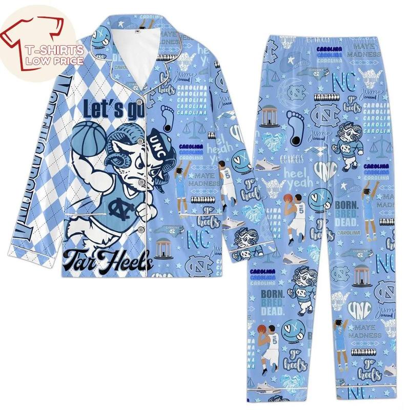 North Carolina Tar Heels Let's Go Tar Heels Mascot Pajamas Set - T-shirts Low Price