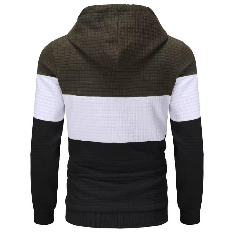 Men's Stylish Pullover Hoodies with Plaid Jacquard Design, Long Sleeves, a Drawstring, Hipster Style - These Are Casual Hooded Sweatshirts That Come with Convenient Kanga Pockets   Fashion Menswear plaid hoodie Kangaroo Mesh Sport Tops Longsleeves Vibe